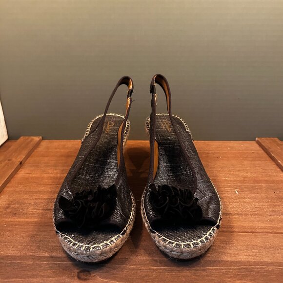 Clarks Artisan Womens Blue Leather Slingback Wedge Sandals Size 9.5M - Picture 2 of 7